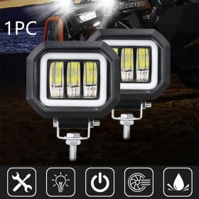 Fog Light With Aperture Angel Eye Motorcycle Spotlight Off-road Vehicle (Option: Blue-Square-1PC)