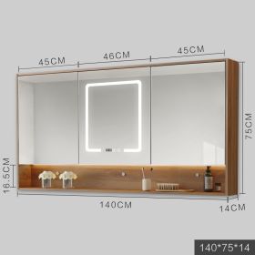 Smart Cabinet With Led Lights Anti-fog Hanging Wall Type Toilet Dressing Bathroom Combination Mirror (Option: Wood color-140cm)