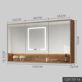 Smart Cabinet With Led Lights Anti-fog Hanging Wall Type Toilet Dressing Bathroom Combination Mirror (Option: Wood color-120cm)