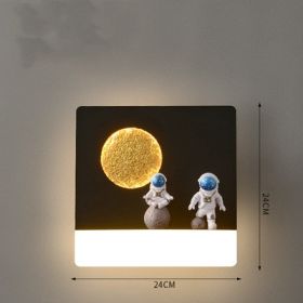 Bedroom Bedside Astronaut-shaped Shelf Wall Lamp (Option: Square black-Tricolor light)