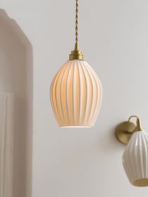 Bedroom Bedside Brass Lighting Fixtures (Option: Light yellow large lampshade)