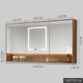 Smart Cabinet With Led Lights Anti-fog Hanging Wall Type Toilet Dressing Bathroom Combination Mirror (Option: Wood color-130cm)