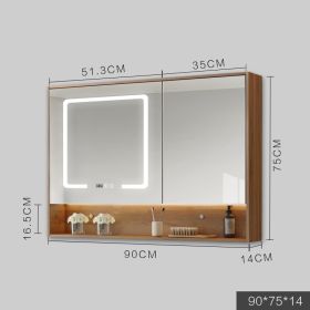 Smart Cabinet With Led Lights Anti-fog Hanging Wall Type Toilet Dressing Bathroom Combination Mirror (Option: Wood color-90cm)